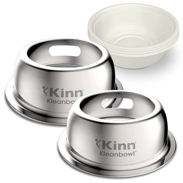 Juego de 2 Comederos para Mascotas Kinn Kleanbowl con Marco de Acero Inoxidable 946 ml