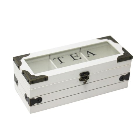 Fliperex - Caja De Te 3 Divisiones Tapa Con Diseño Decorativa Decohogar