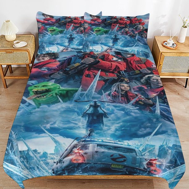 x292 Ghostbusters Frozen Empire Bed Duvet Cover Microfiber Bedding Sets 3D Printed Lightweight 3 Piece Comforter Sets, 1 Duvet Cover And 2 Pillow Shams for Kids Boys Girls 79"x90" jn292