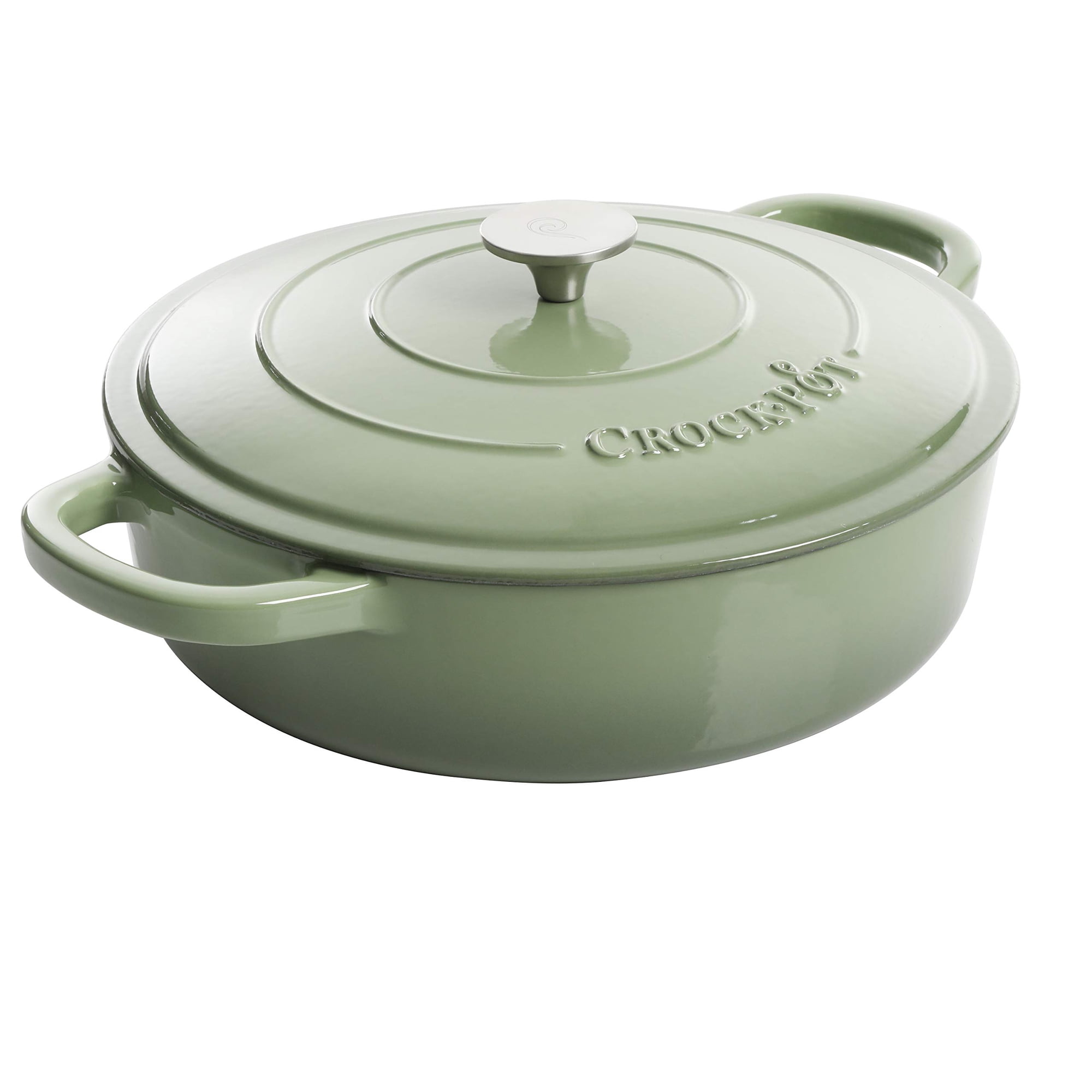 Braiser Crock-pot De Hierro Fundido Esmaltado Artesanal, 5 Litros Con Tapa, Color Pistacho