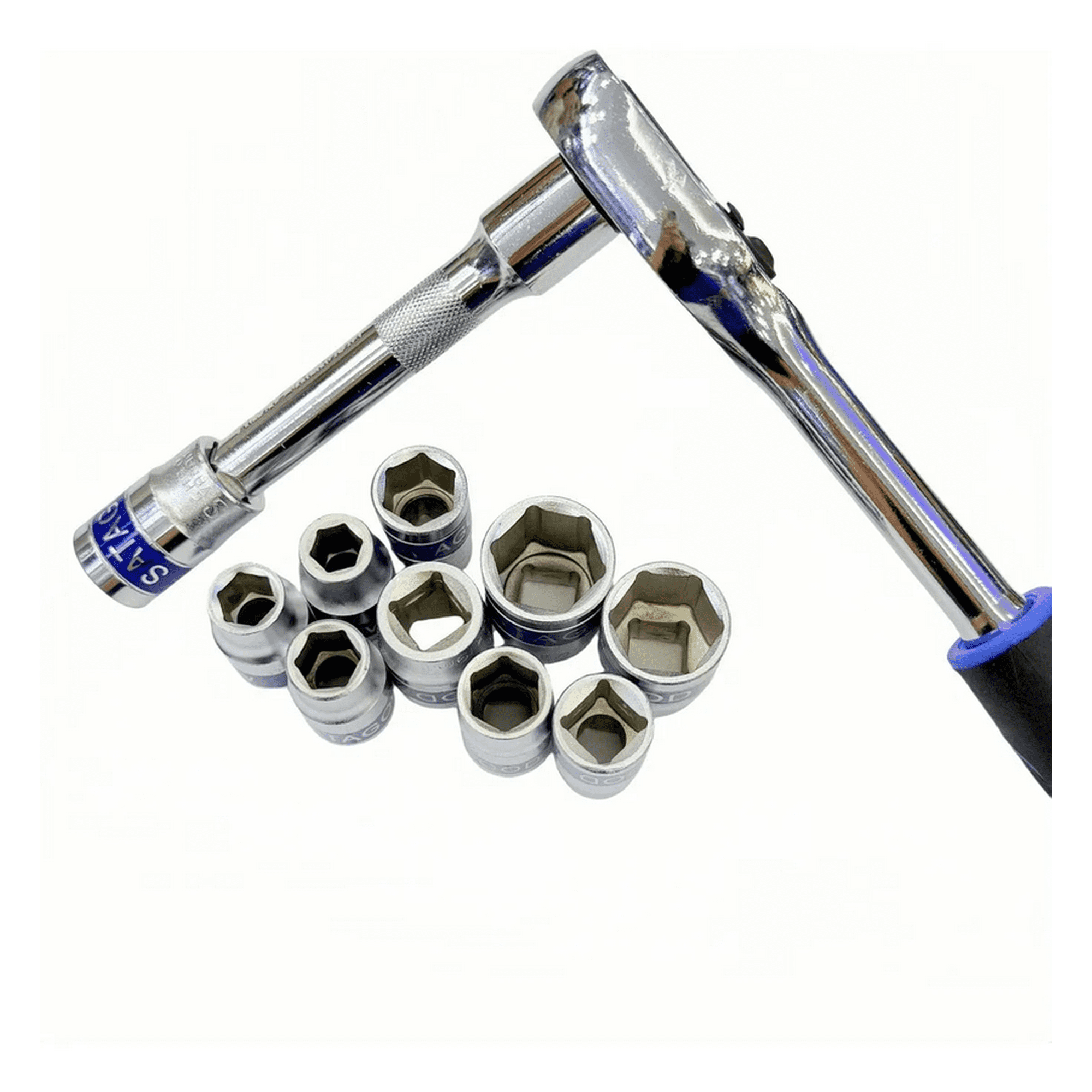 Genérico - Set Juego Dados 12 Pieza Chicharra 1/2 Cromo Vanadio Danmi Color Azul Y Negro