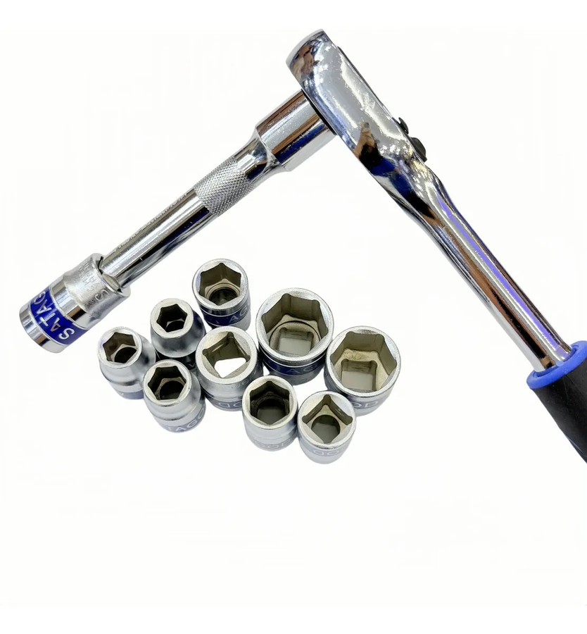 Genérico - Set Juego Dados 12 Pieza Chicharra 1/2 Cromo Vanadio Danmi Color Azul Y Negro