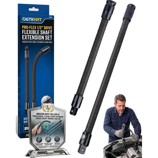 Juego extensión eje flexible 1/2" 25cm+35cm acero resorte zonas difícil acceso