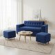 thumbnail image 1 of Sofa Dos Cuerpos Mas Pouf En Felpa Azul Marino, 1 of 3