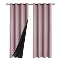 2 Paños Cortinas Belug Engomada Tela Fresca Rosa Claro 220X132 Cm