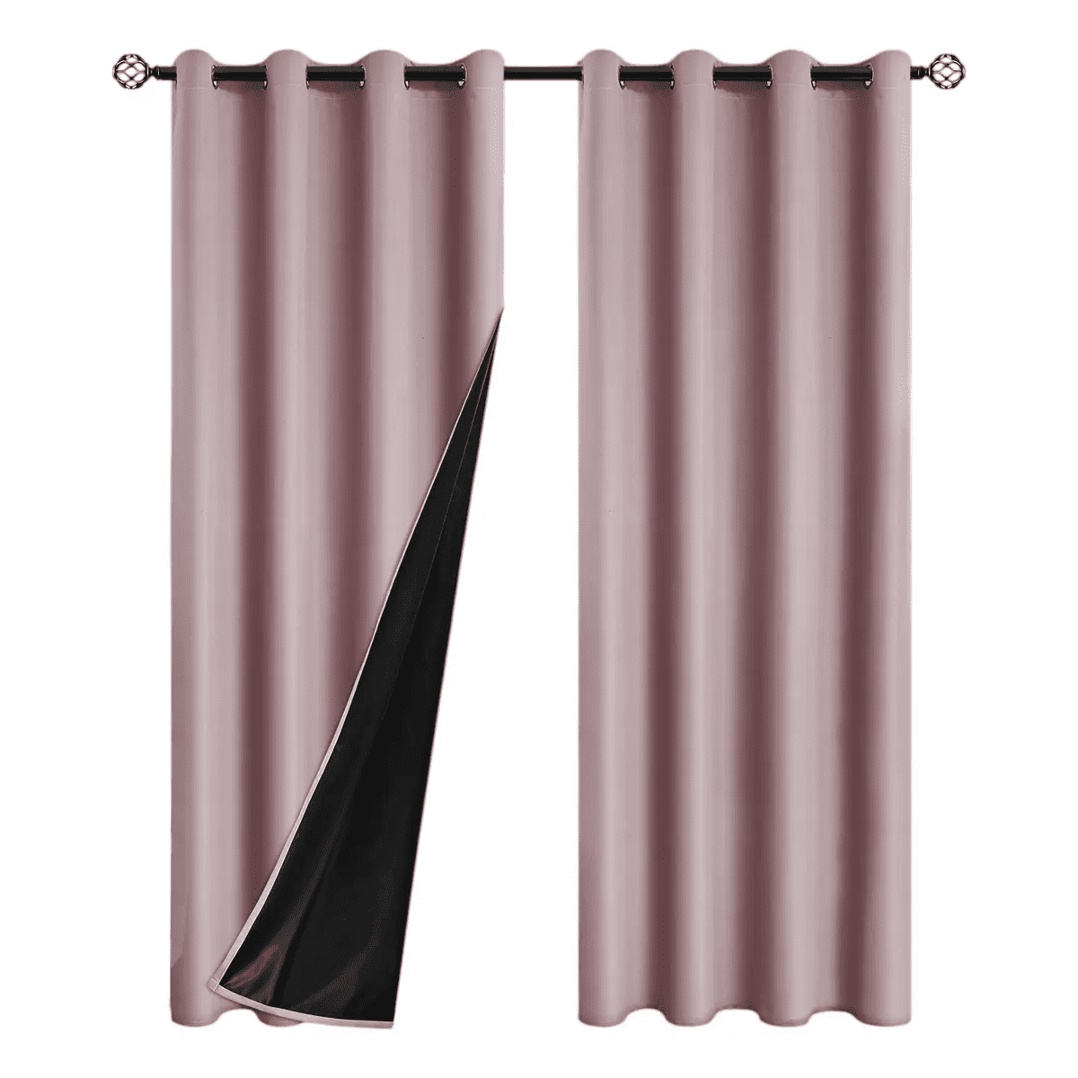 2 Paños Cortinas Belug Engomada Tela Fresca Rosa Claro 220x132 Cm