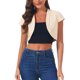 thumbnail image 1 of INSPIRE CHIC Chaqueta de Jean Recortada Casual para Mujeres de Regreso a Clases con Mangas Cortas S Albaricoque, 1 of 6