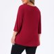 thumbnail image 5 of Tops para Mujer Tallas Grandes con Pliegues en la Cintura, Manga 3/4, Dobladillo Asimétrico, Cuello Redondo, Blusas Casual de Otoño 1X Rojo, 5 of 7