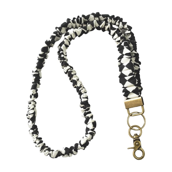 Lanyard WEZEBEL estilo scrunchie elástico negro a cuadros