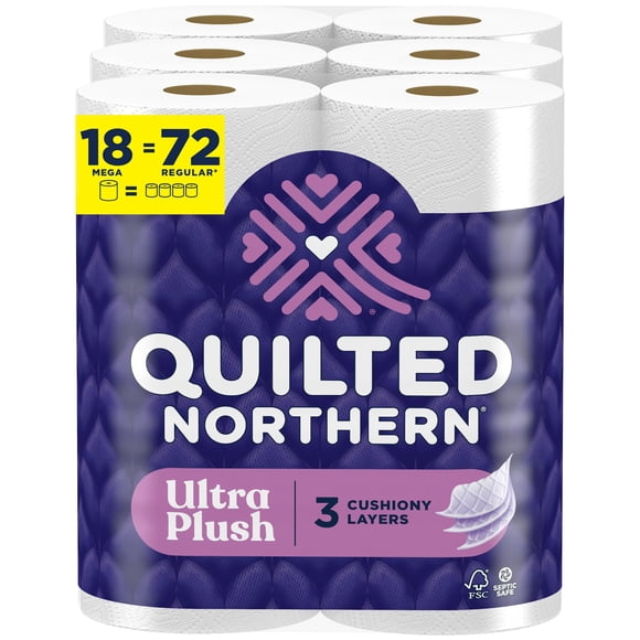 Papel Higiénico Acolchado Northern Ultra Plush 18 Mega = 72 Reg
