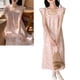 thumbnail image 3 of Camisón para mujer, suave, floral, sin mangas, largo, para dormir, para verano, rosa, L, 3 of 8