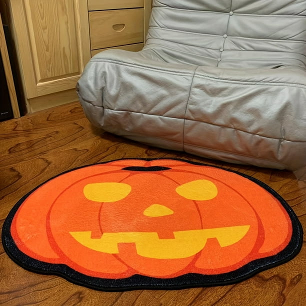 1pc Halloween Pumpkin Pattern Anti-slip Door Mat, Creative Cute Floor Rug, Halloween Element Porch/Kitchen/studyroom/bedroom/livingroom Carpet, Fall Halloween Decor