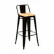 thumbnail image 1 of Taburete Tolix Negro Alto con Respaldo para bar o terraza - Asiento de madera Clara, 1 of 4