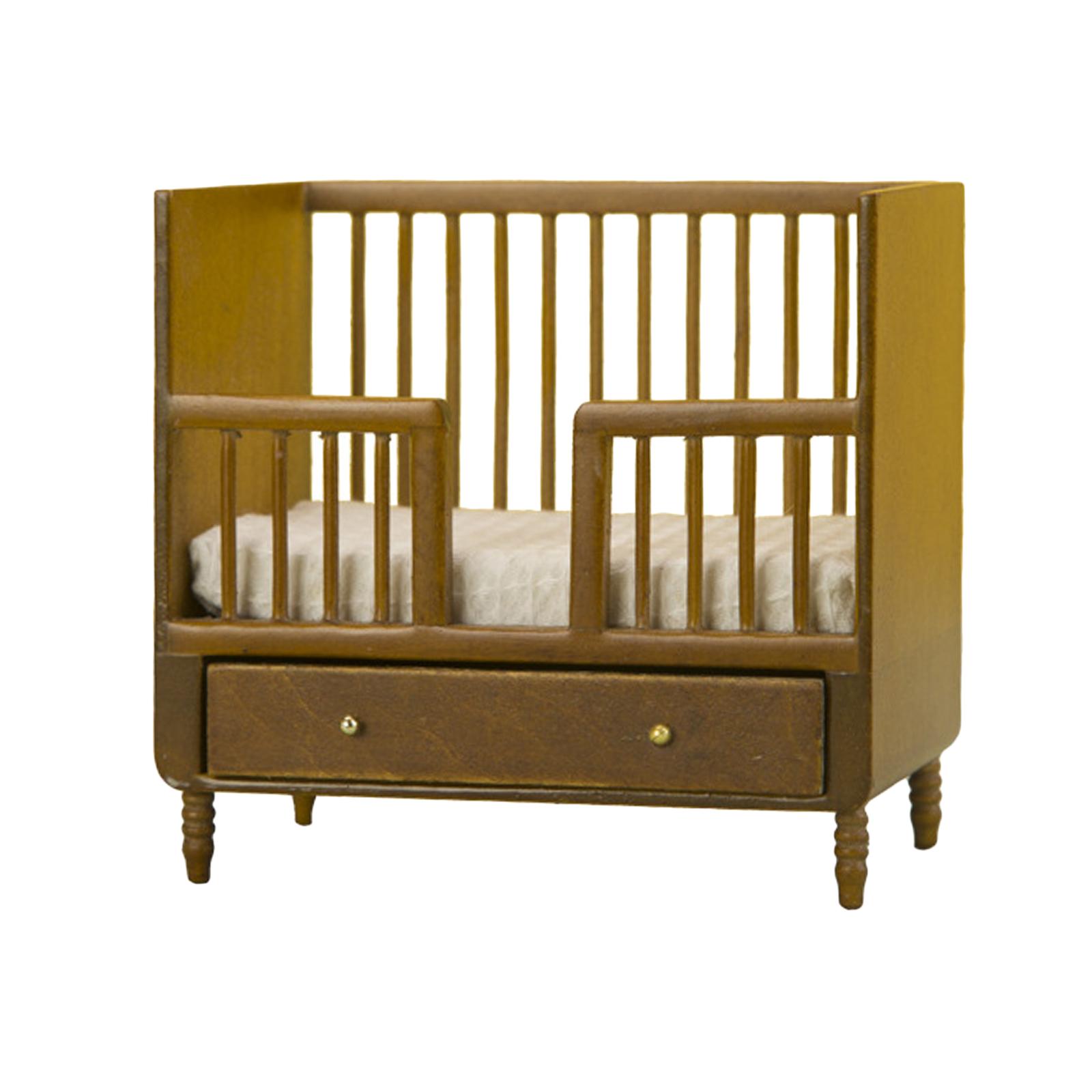 Bothyi - Cama De Bebé Para Casa De Muñecas 1:12, Juego De Simulación, Cama De Muñeca En Miniatura Para Habitación, Hogar, Marrón