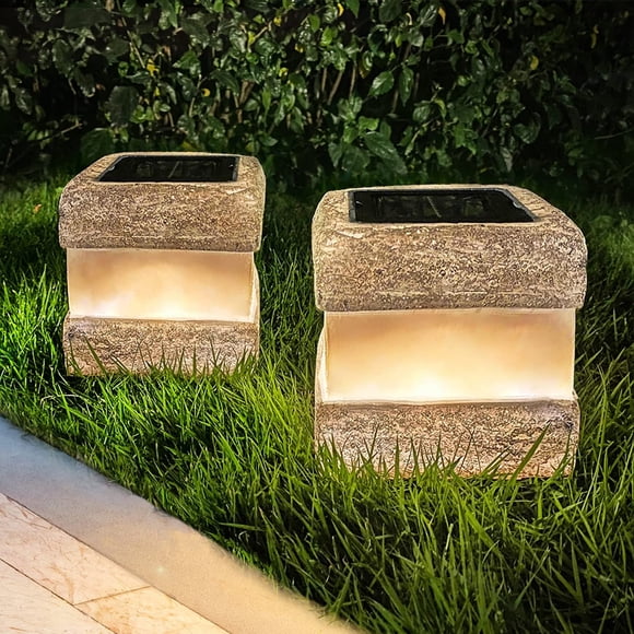 Luces Solares de Roca para Exterior Paquete de 2 - Gris - 20 Lúmenes