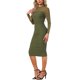 thumbnail image 2 of Vestido de malla INSPIRE CHIC para mujer con cuello simulado, manga larga, fruncido, cóctel, ajustado, talla L, verde oliva, 2 of 6