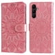 thumbnail image 1 of Funda tipo cartera FOXDOCK para Samsung Galaxy A24 4G , diseño girasol en relieve, cuero PU, cierre magnético, soporte y tarjetero, 1 of 5