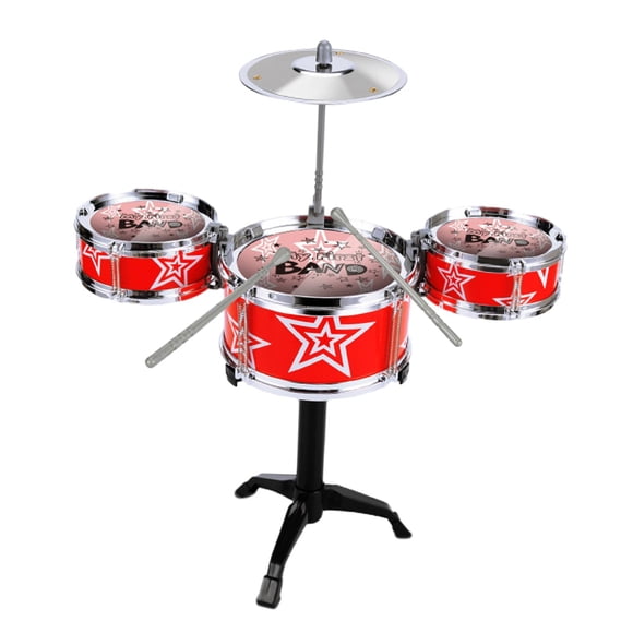 Juego de batería de jazz para niños, percusión portátil, iluminación musical, mini batería educativa temprana para niños, niñas en edad preescolar, re Rojo