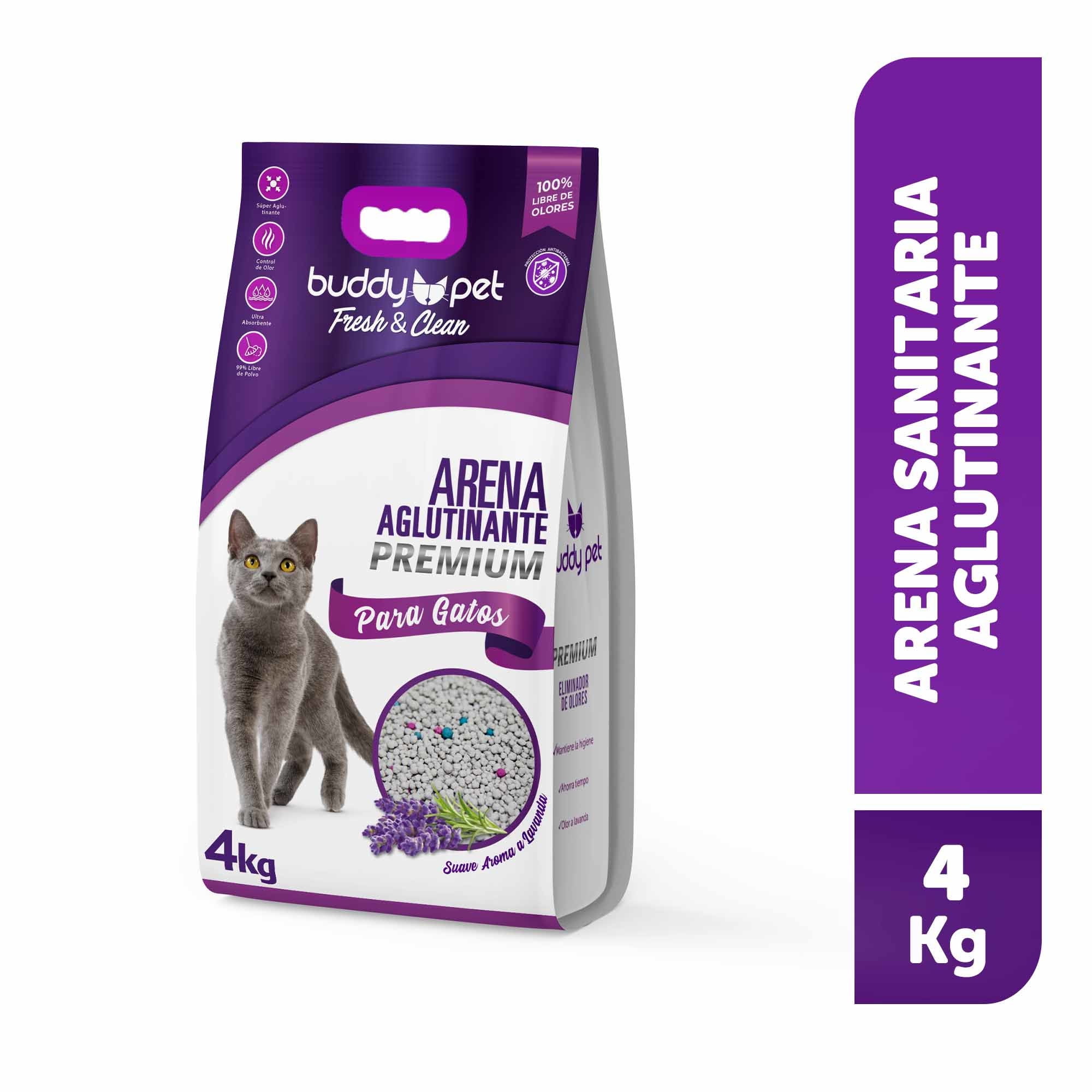 Arena Sanitaria Para Gato Aglutinante Con Aroma A Lavanda Bolsa 4 Kg Buddy Pet