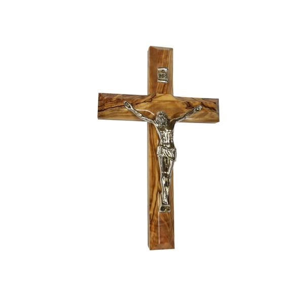 Cruz de madera de olivo tallada a mano de 15 cm