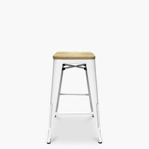 Form Design - Taburete Medio 66 Tolix Asiento Madera Blanco