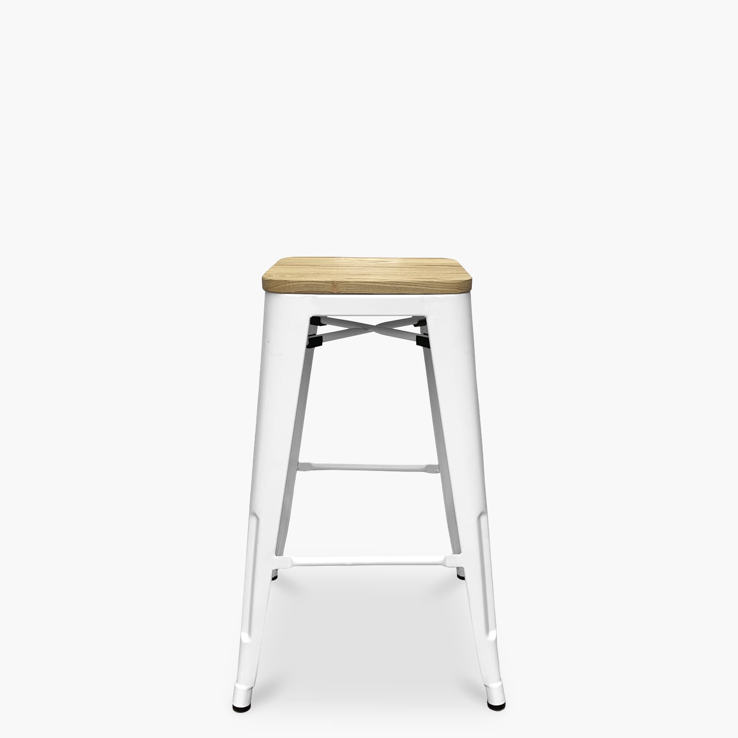 Form Design - Taburete Medio 66 Tolix Asiento Madera Blanco