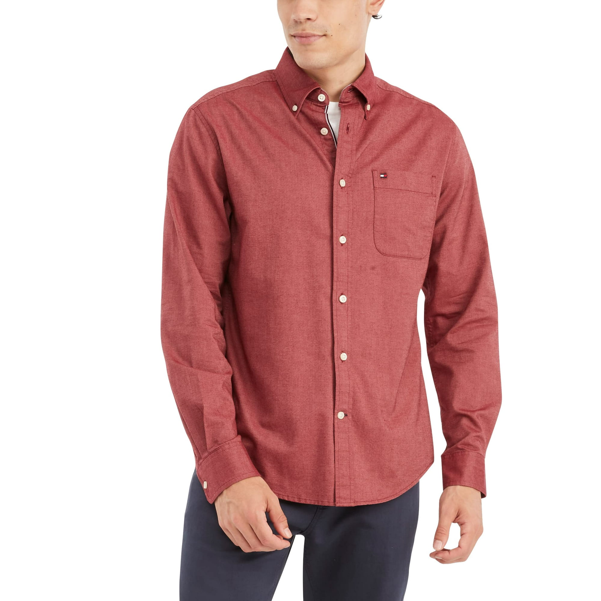 Camisa Oxford De Manga Larga Tommy Hilfiger Para Hombre, Corte Personalizado