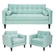 thumbnail image 1 of Living Retro Sofa 3 Cuerpos + 2 Sofá 1 Cuerpo Felpa Verde Agua, 1 of 6