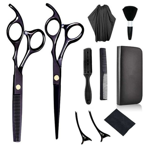 Tijeras para cortar el cabello, 10 piezas de tijeras profesionales para el cabello con tijeras de entresacar, peine, capa y clip