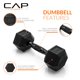 thumbnail image 3 of Mancuerna CAP Barbell recubierta de goma hexagonal de 4.5 kg con mango negro, 3 of 7