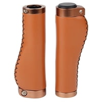 Xusx111 - 1 Par De Asas De Bicicleta, Cuero Pu Retro Bicicleta Mango Pieza De Repuesto Plana, Bicicleta De Montaña Retro Mango Conjunto Marrón