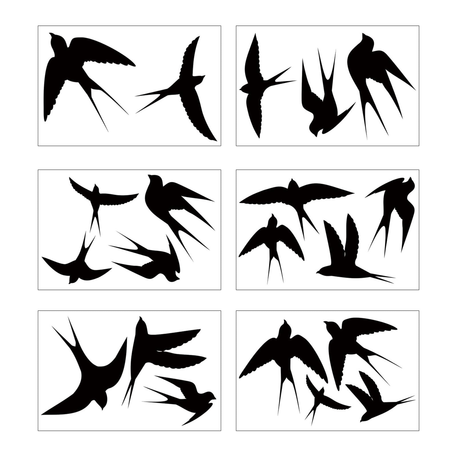 Bothyi - Pegatinas De Golondrinas, 6 Hojas, 20 Piezas, Pvc, Pájaros, Anticolisión, Adhesivos Para Ventanas