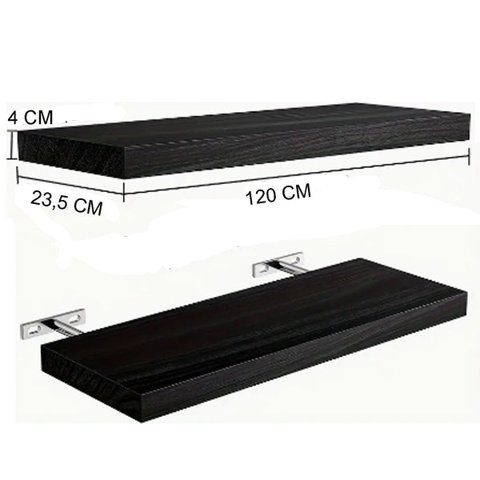 Vgo - Estante Flotante De Madera Negro 23X120X4Cm