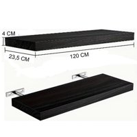 Vgo - Estante Flotante De Madera Negro 23X120X4Cm