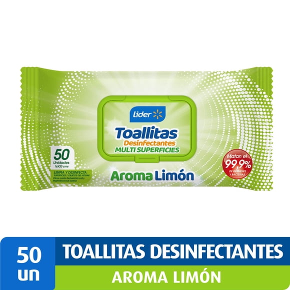 Toallitas Desinfectantes Limón Bolsa Resellable, 50 Un