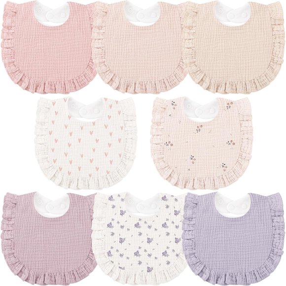 Baberos Bearmoss de muselina ajustables, 8 piezas