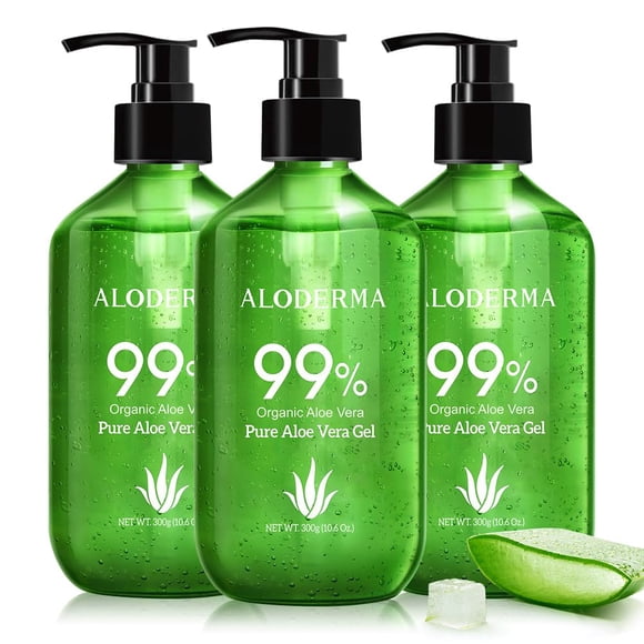 Gel de aloe vera Aloderma 99% orgánico, botella dosificadora de 312 ml