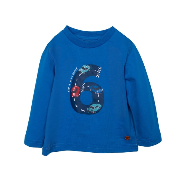 Polera Bebé Niño Manga Larga Estampado Autitos Azul