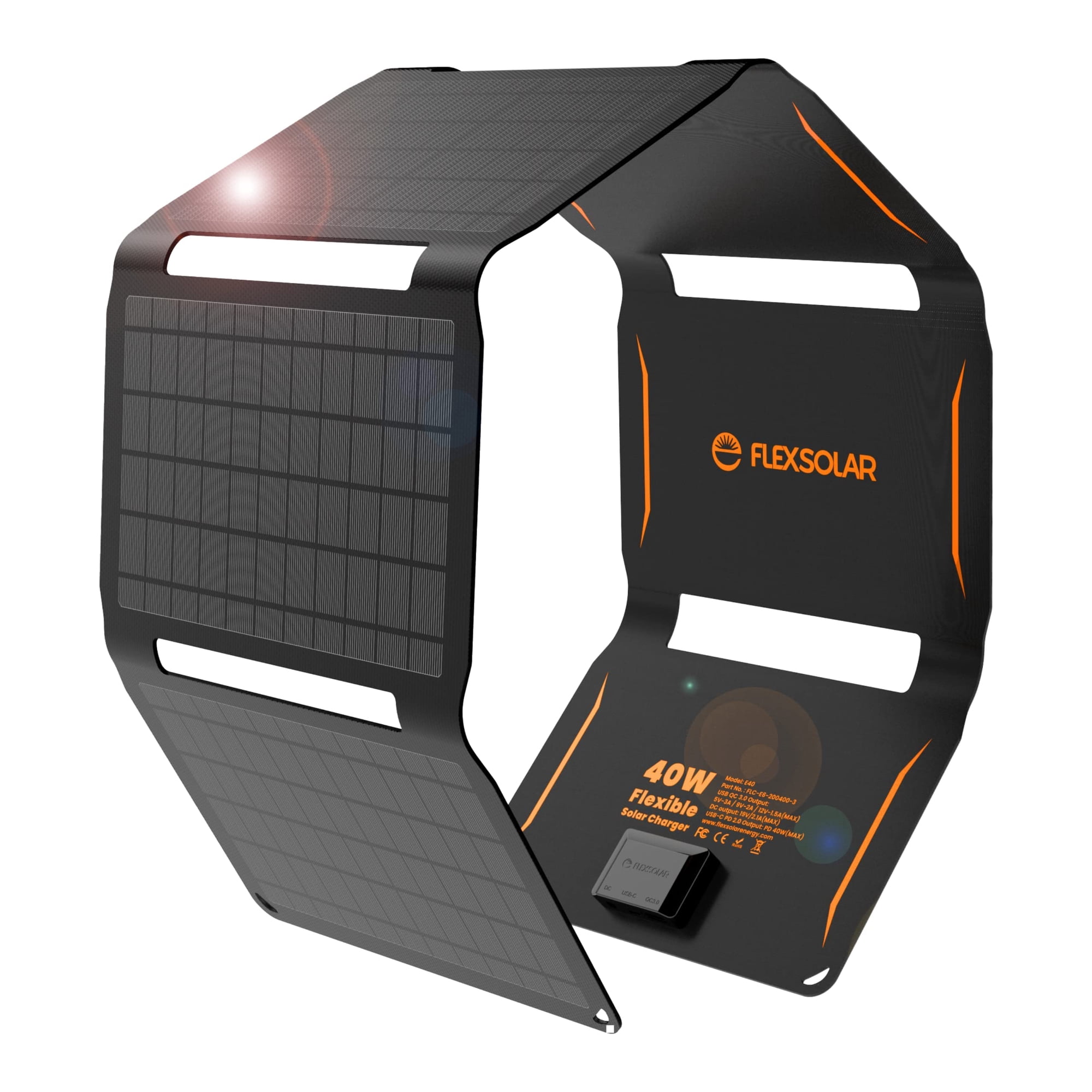 Cargador De Panel Solar Flexsolar De 40 W Con Salidas Usb-c Y Usb-a