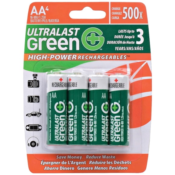Pilas recargables ULTRALAST UltraLast Green AA, paquete de 4