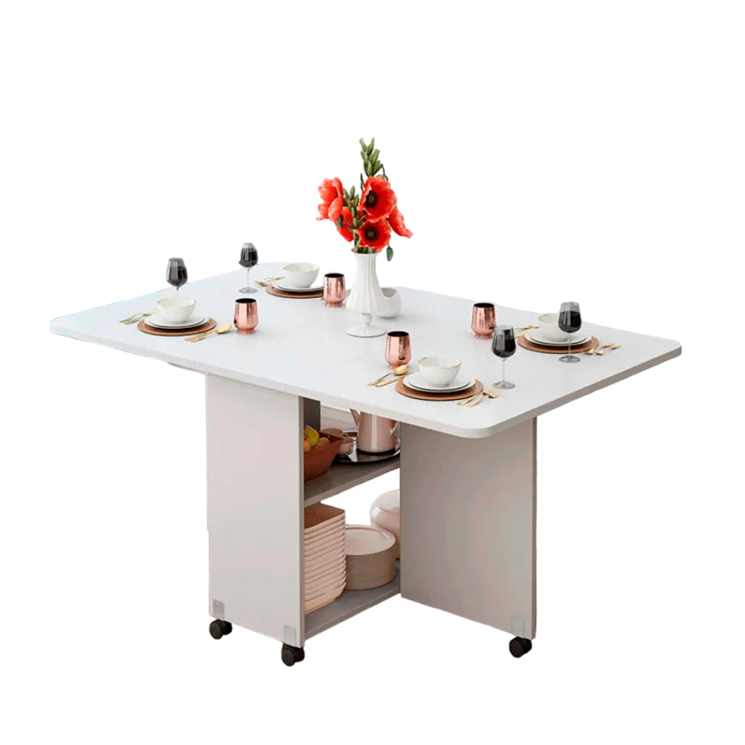 Klik Muebles - Mesa De Comedor Plegable Extendible Blanca 140X60Cm
