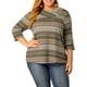 thumbnail image 1 of Agnes Orinda Conjuntos de Halloween para Mujeres Tallas Grandes Tops de Escuela Universitaria Manga 3/4 Blusa Casual Elegante de Punto a Rayas Cuello Asimétrico Camiseta de Moda 5X Verde, 1 of 8