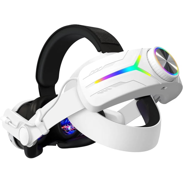 Correa para la cabeza con batería RGB Comfort 12000mAh para auriculares Meta Quest 3S - Mejora el tiempo de juego y la estabilidad-Blanco