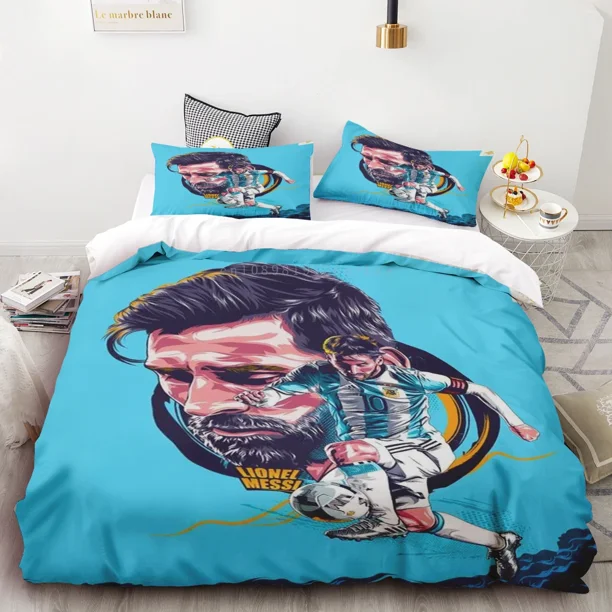 x540 Bed SheetsDuvet Cover Set Football Star CR Soccer Bedding Set Twin Size Quilt Comfort Cover Fashion Home Textile Boys Adult Gift 3-Piece Bedding Set (1 Duvet Cover + 2 Pillow Shams) nj540