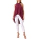 thumbnail image 2 of INSPIRE CHIC Blusas de Mujer de Chifón Cuello Alto Sin Mangas con Lazo en la Espalda Dobladillo Alto Bajo Camisa de Verano Vino Rojo S, 2 of 6