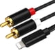 thumbnail image 1 of Adaptador de audio Aux con cable RCA para iPhone, cable divisor Y de 2 macho compatible con iPhone/amplificador/coche/teatro en casa/altavoz, 1 of 8
