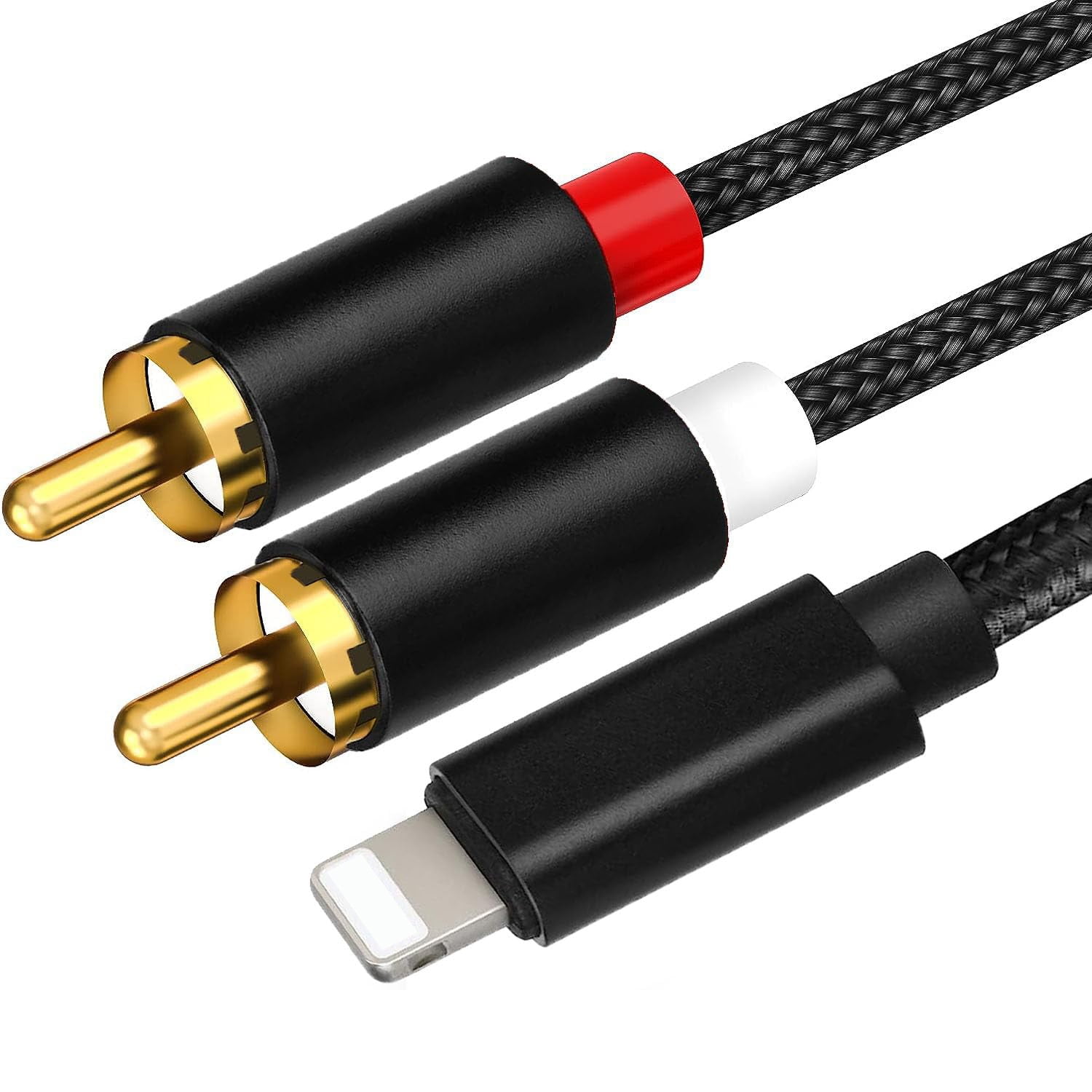 Genérico - Adaptador De Audio Aux Con Cable Rca Para Iphone, Cable Divisor Y De 2 Macho Compatible Con Iphone/amplificador/coche/teatro En Casa/altavoz
