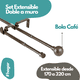 thumbnail image 2 of Set Barras para Cortina Doble 16/19 Mm Extensible 170-320 Cm A Muro Café Bola + Cortina y Visillo, 2 of 4