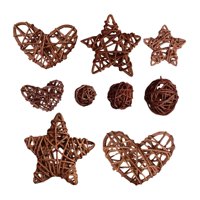 Bothyi - 9 Uds. De Bolas De Mimbre, Colgantes De Corazones Y Estrellas Para Granja, Guardería, Vacaciones, Café