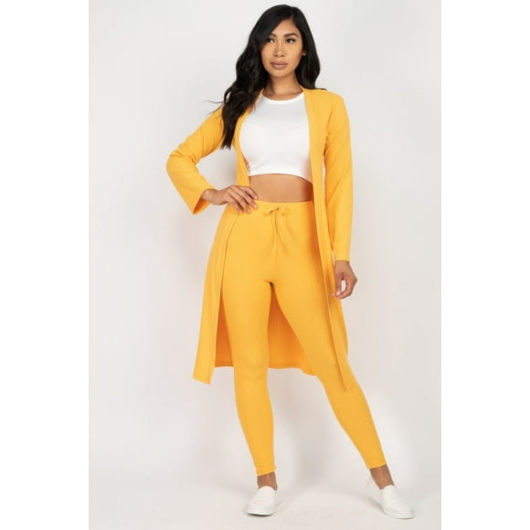 Conjunto de Cárdigan Largo y Leggings de Canalé